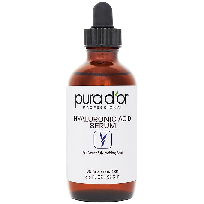 PURA D'OR 3.3 Oz Hyaluronic Acid Serum For Deep Hydration - Anti-Aging, Plumping & Moisturizing Formula For Smooth, Supple Skin - Natural Skincare Boost - Fine Lines & Wrinkle Reducer - Travel Size