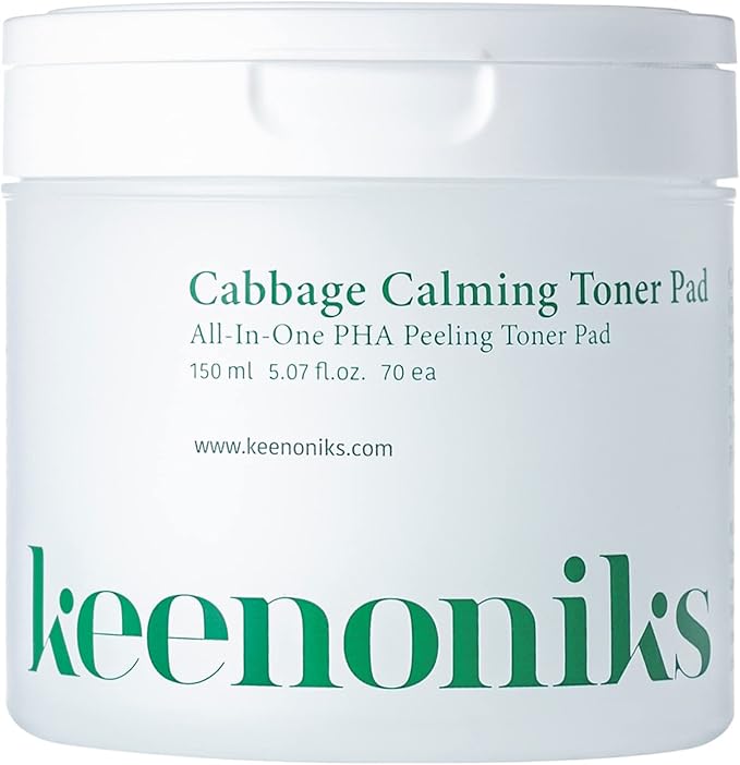 Cabbage Calming Toner Pads – PHA Exfoliating & Cooling Facial Wipes with 150,000ppm Cabbage Extract for Redness Relief & Pore CareㅣKorean Skincareㅣ70 Pads (5.07Oz)