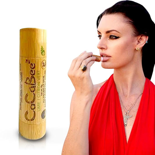 Chapstick Lip Balm Lip Moisturizer For Dry & Chapped Lips 100% Organic Lip Balm For Soft And Shiny Lips Cute And Portable Lip Care Balm for Kids and Women's With Bamboo Packaging (Lime)