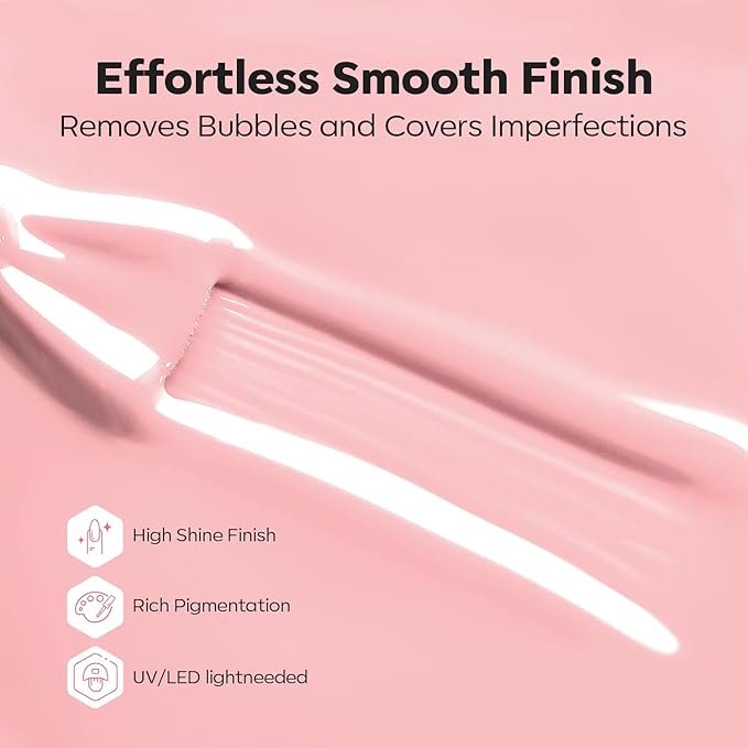 modelones Builder Nail Gel, 8-in-One Jelly Pink Builder, Peachy Pink Rubber Base Gel Polish, LED Lamp Cured Nude Color Base Hardener, Apex Building Strengthener Extension for Girls Home DIY Salon