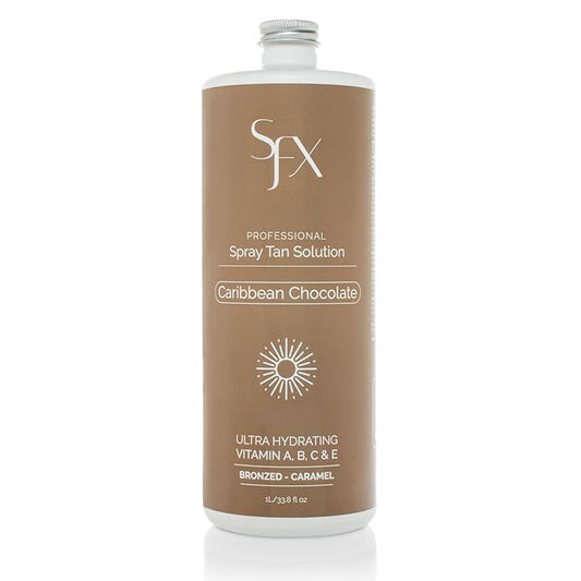 SunFX Caribbean Chocolat-All Natural Spray Tanning Solution(1L/33.8 fl oz, MID SUMMER)