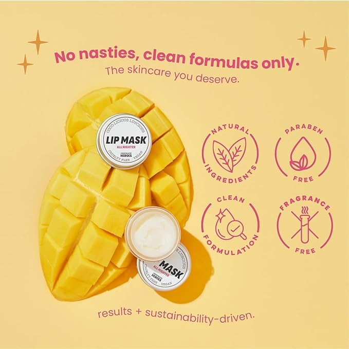 100% Natural Lip Butter Sleeping Lip Mask, Overnight Lip Moisturizer and Conditioner for Dry Lips. Intensive Lip Balm and Lip Therapy Skin Care with Mango butter (Original All Nighter)