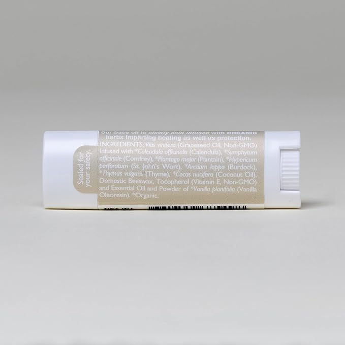 Soothing Natural Vanilla Lip Balm, Beeswax Lip Balm, Calendula Lip Balm, Dry Cracked Lips, Perioral Dermatitis, Organic Coconut Oil No Synthetic Fragrance