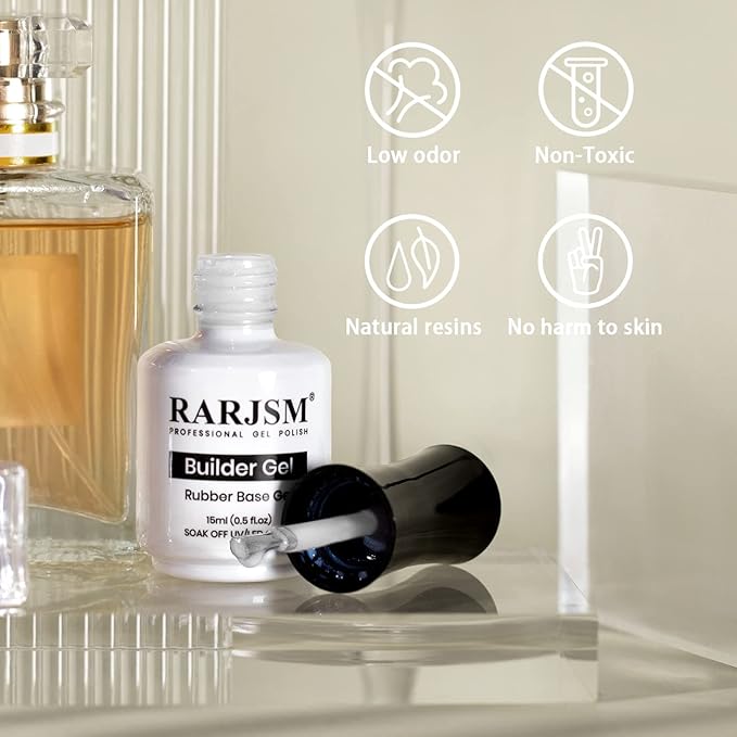 RARJSM Builder Nail Gel Polish Pearl Silver Hard Gel in a Bottle Mermaid Shell Glitter Pearlescent Thick Extension Structure Gel for Nails 15ml Soak Off Curing Requires Salon Home DIY Beginer Use