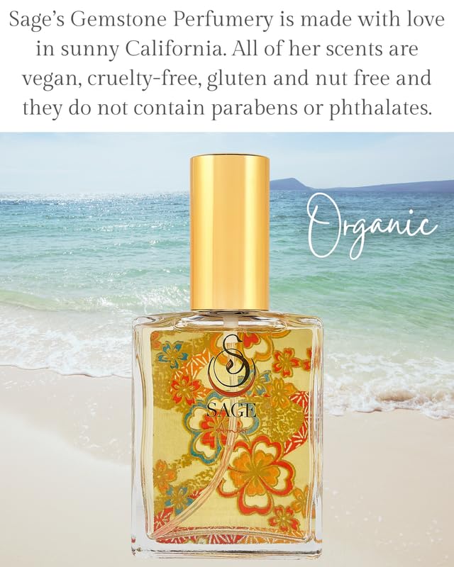 The Sage Lifestyle Amber Organic Perfume Spray for Women - Vanilla, Blood Orange, Warm Musk, Labdanum, Long Lasting and Natural Scent - Vegan & Cruelty Free, Made in USA, 2 oz - Travel Size Perfume
