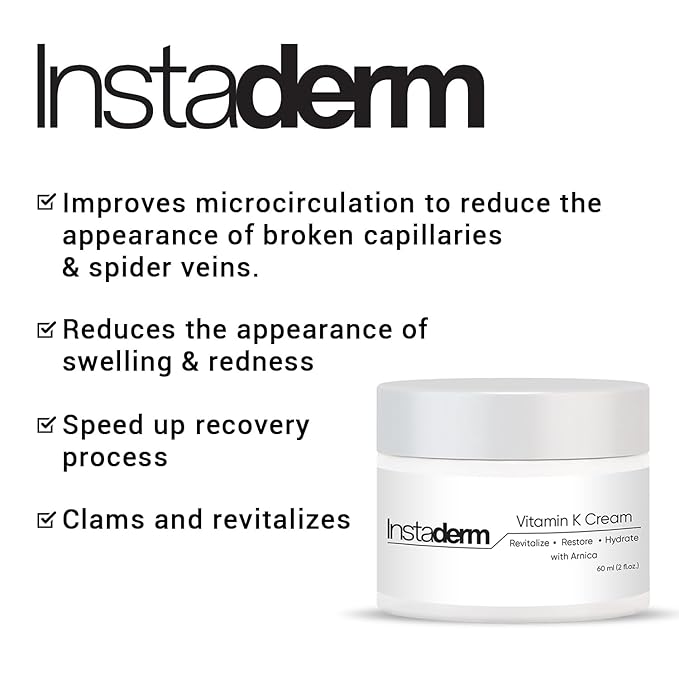 Vitamin K Cream- Bruise Healing Formula with Arnica. Dark Spot Moisturizer for Bruising, Spider Veins & Broken Capillaries. Repair Under Eye Dark Circles, & Puffiness.