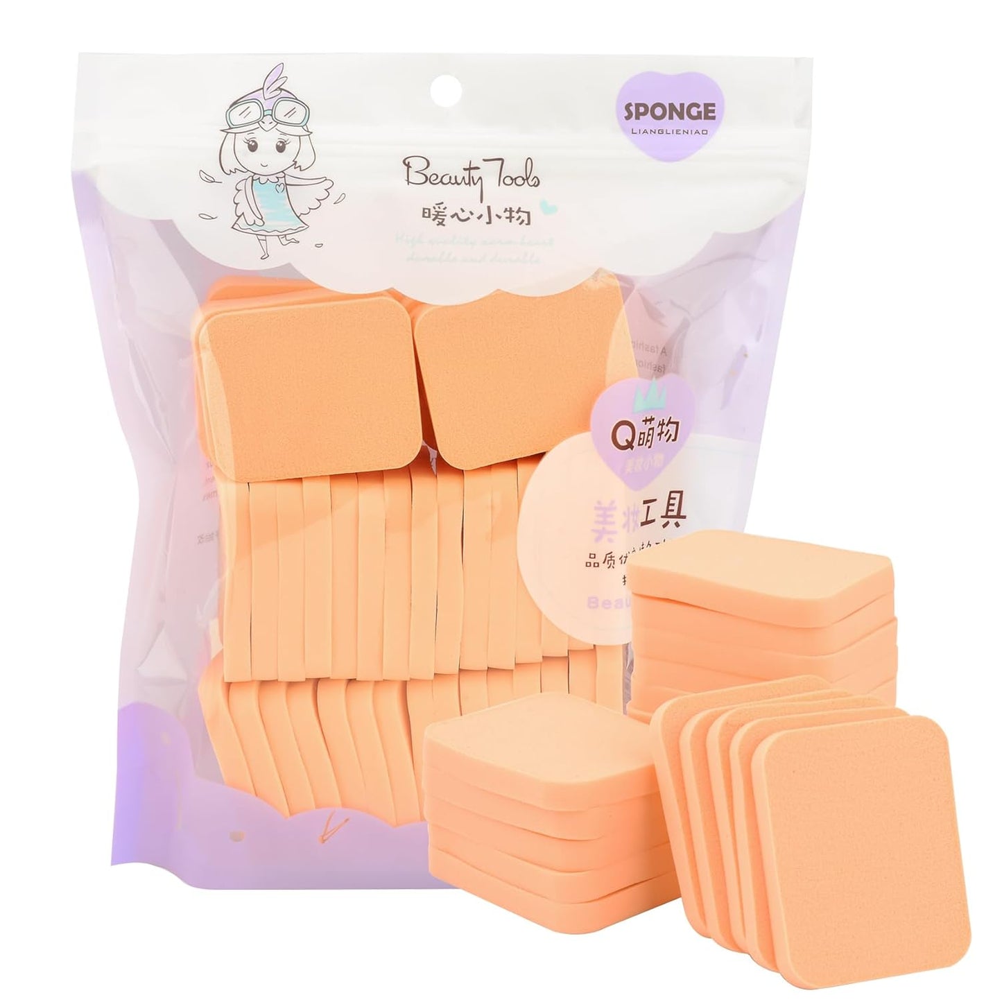 40 PCS Makeup Blenders Sponges Set, Use for Dry and Wet, Perfect for Full Face Curve Blending, Cream, Liquid, Powder Foundation Cosmetics, Latex Free & Soft & Flexible, Square