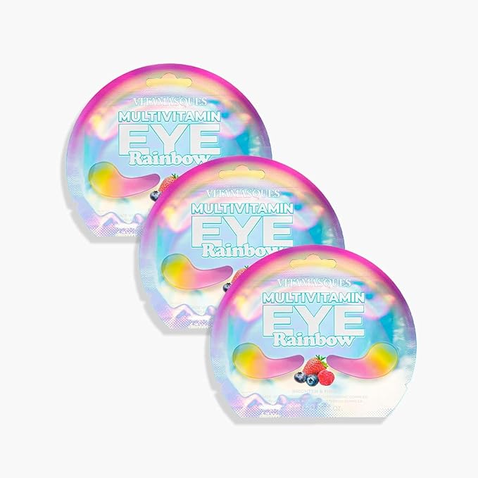 Vitamasques Multivitamin Rainbow Eye Pads 3-Pack - Hydrating and Firming - Korean Skin Care Reduce Fine Lines, Puffiness, Wrinkles & Dark Circles