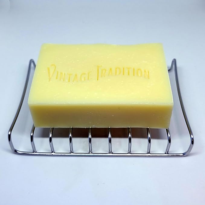 Vintage Tradition Unscented Tallow Balm Soap Bundle with Stainless Steel Holder - Natural Moisturizing Bar for Calming and Deep Hydration - Organic Tallow Soap for All Skin Types