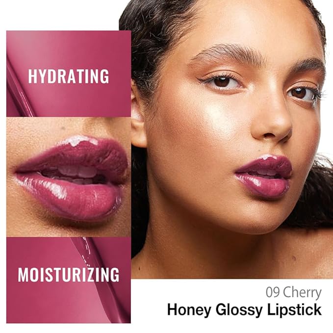 Kaely Cherry Honey Glossy Lipstick for Women, Moisturizing Shine Lipstick for Dry Lips, Hydrating Nourishing Tinted Lip Balm, Sheer Lightweight Lip Gloss Stain Makeup, Vegan & Cruelty-Free, 09