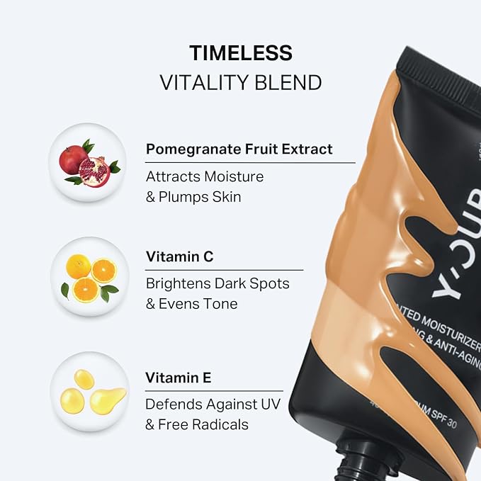 Y’OUR Tinted Moisturizer: Hydrating & Anti-Aging Tinted SPF 30, UV Protection Makeup; Sheer to Medium, Buildable Coverage; Oil-Free for Dry, Oily & Combination Skin. Made in USA. 1.35 fl. oz (Deep)
