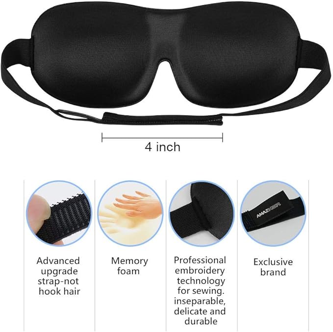 Sleep Mask Invisible Alar Deep Orbit 3D Eye Mask Ultra Lightweight & Comfortable Sleeping Mask for Travel, Nap Shift Works Black & Lavender