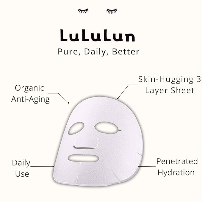 Lululun 14 EA Organic Face Masks Skincare, Japanese Face Mask Sheets, Anti Aging Face Mask for Women & Men by Fermented Rice Extract & Vitamin E, Daily Facial Masks Sheet | PRECIOUS DUO Pre Anti-Aging