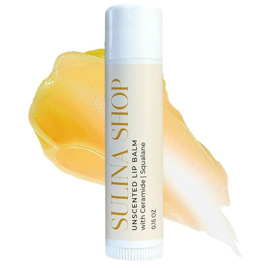 Unscented Lip Balm Hydrating for Dry Lips - Lip Moisturizer with Castor Oil and Beeswax, Chapped Lip Repair, Restores Smoothness, Barrier Protection, Fragrance-Free and Gentle
