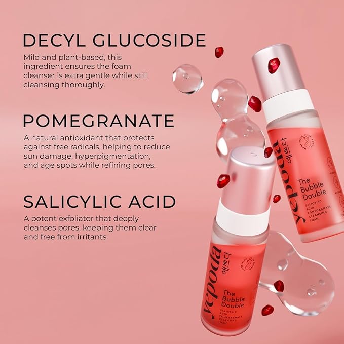 The Bubble Double, Gently Exfoliating Cleansing Foam, Deeply Cleanses Pores & Prevents Impurities, Vegan Korean Face Cleanser for All Skin Types, 4.22 FL. OZ. (120 ml)