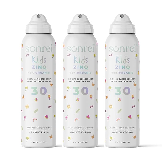 Sonrei Kids ZinQ™ Organic Mineral Mist Sunscreen | SPF 30, Broad Spectrum, Water-Resistant | Vegan, Reef Safe, Eco-friendly | 6.0 fl. oz. 3-Pack
