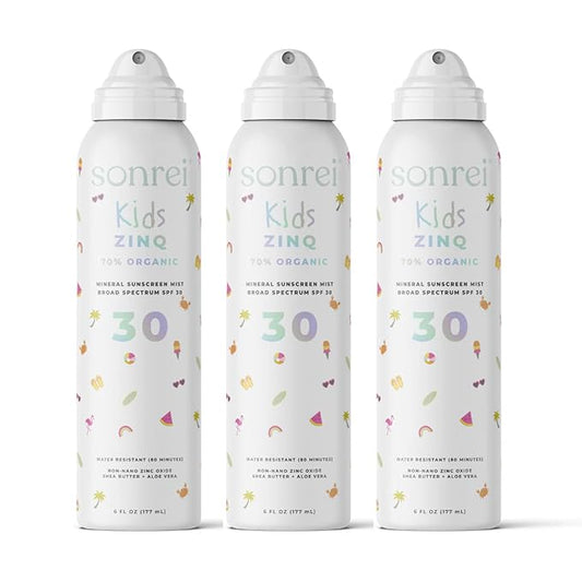Sonrei Kids ZinQ™ Organic Mineral Mist Sunscreen | SPF 30, Broad Spectrum, Water-Resistant | Vegan, Reef Safe, Eco-friendly | 6.0 fl. oz. 3-Pack