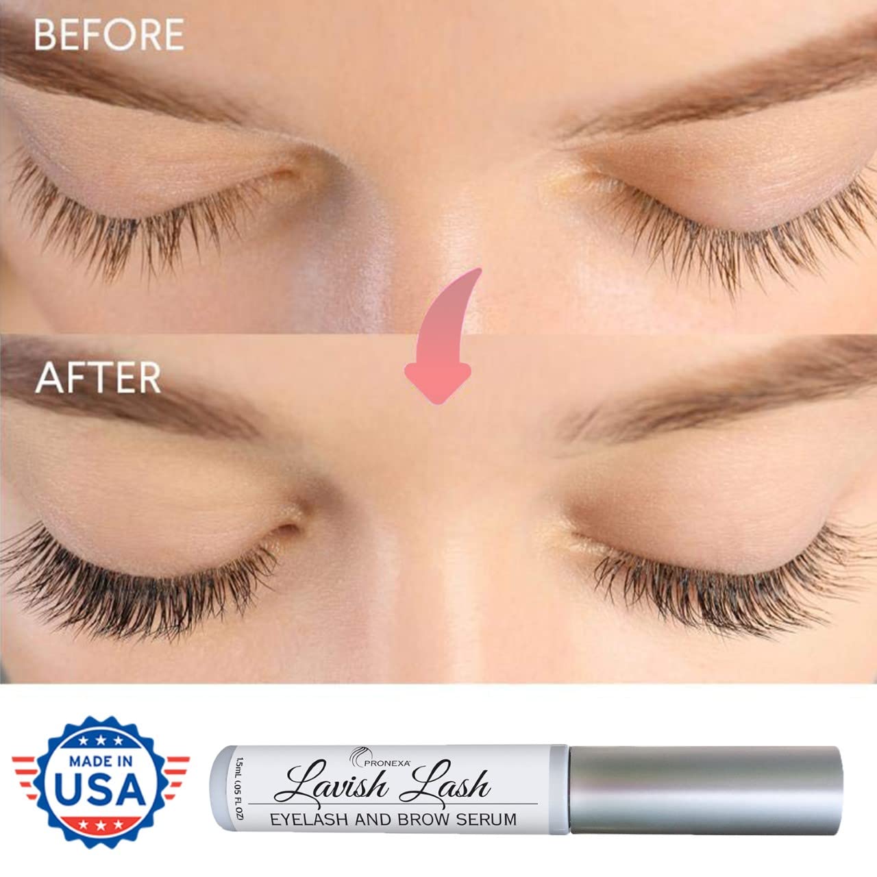Hairgenics Lavish Lash – Eyelash Growth Enhancer & Brow Serum with Biotin & Natural Growth Peptides for Long, Thick Lashes and Eyebrows! Dermatologist Certified, Cruelty Free & Hypoallergenic.