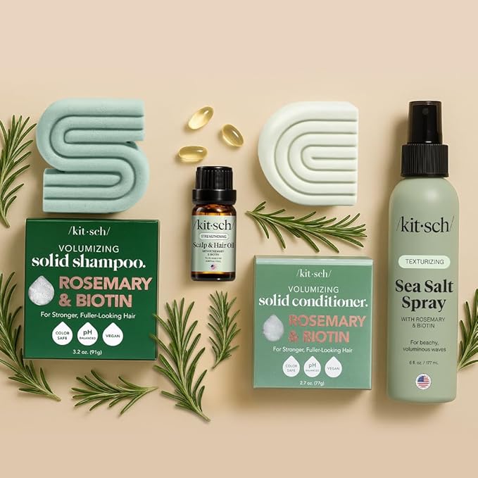 Kitsch Rosemary & Biotin Shampoo Bar - For Hair Growth, Strengthening, Thickening & Volumizing Shampoo for Women and Men - Free of Parabens, Sulfates & Silicones - Made in USA - 3.2 oz