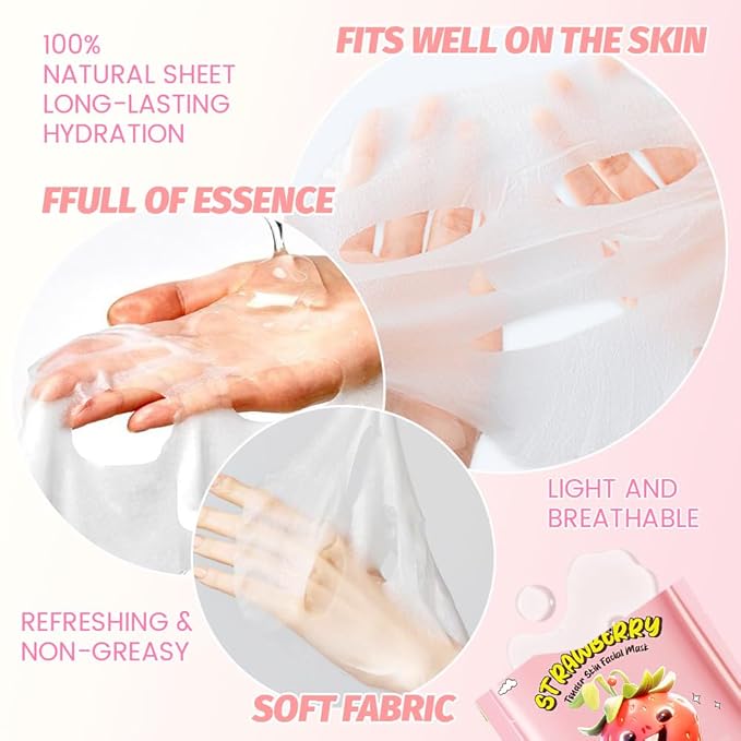 Kaely 8 Pack Fruit Face Masks for Kids, Kids Face Mask Spa Day Kit Supplies, Spa Party Favors for Teens Girls Women, Sheet Facial Mask Skincare Gifts Set, Moisturize Soothe for All Skin Types, 01