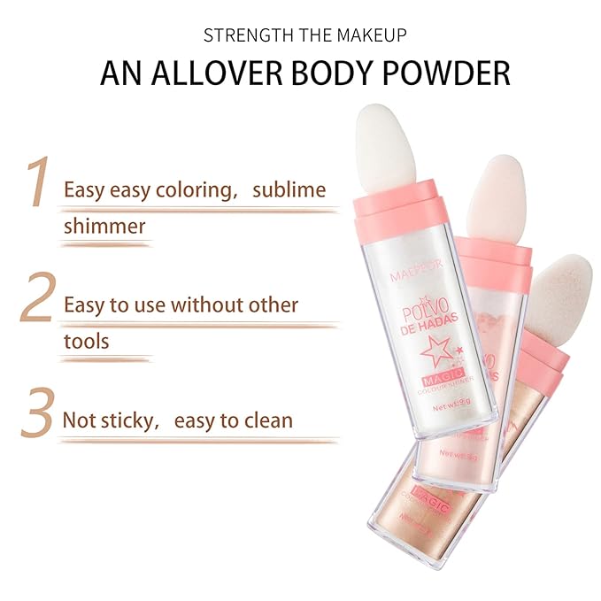 MAEPEOR Highlighter Powder Stick 6 Colors Shimmer Not-sticky Brighten Highlighter Powder Stick Natural Sparkle Glitter Highlighter Makeup Cosmetic for Lip Face Body Makeup (03 Golden Brown)
