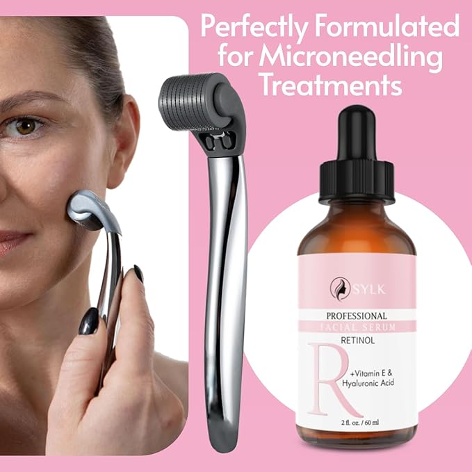 Sylk Retinol Serum for Face with Hyaluronic Acid & Vitamin E & A - Anti Aging, Fine Lines, Wrinkles, Resurfacing, Acne Scars, Skin Brightening, Dark Spots - Microneedling Retinoids for Face - 2 fl oz