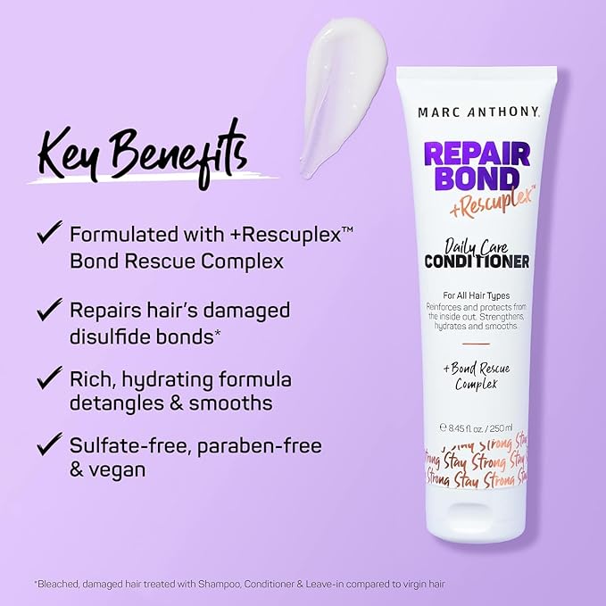 Marc Anthony Repairing Conditioner - Rescuplex Formula for Strengthening and Repair, Eliminates Frizz & Flyaways, Ideal for Dry & Damaged Hair