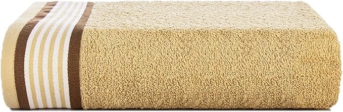 CASA COPENHAGEN He & She 4 Pieces Large Bath Towel Set- Brown + Beige, 550 GSM, Designed in Denmark Made of Soft Egyptian Cotton for Bathroom, Kitchen & Shower