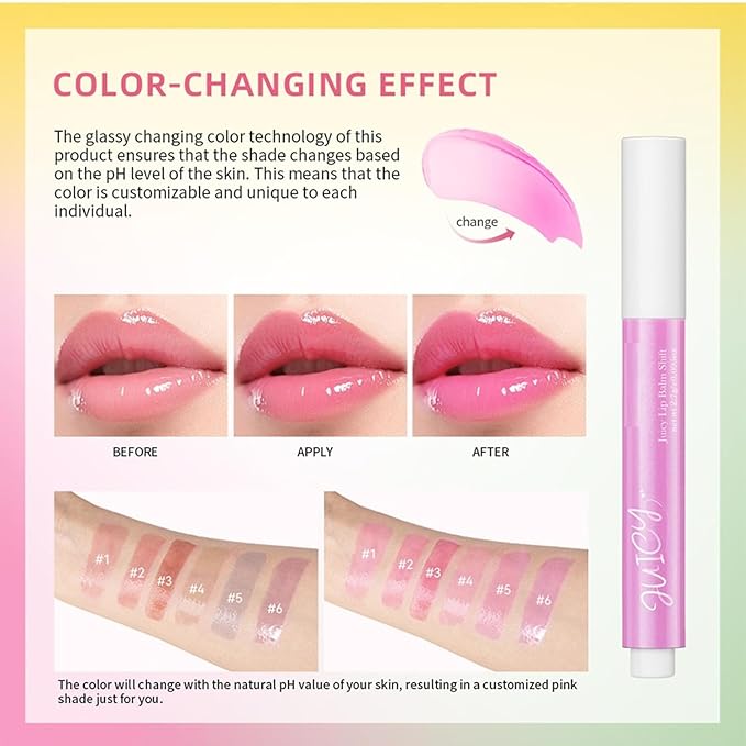 MAEPEOR Tinted Lip Balm 6 Colors Moisturizing Lip Balm Hydrating Changing Lip Gloss for Lip Care and Dry Lip (05 Blueberry)