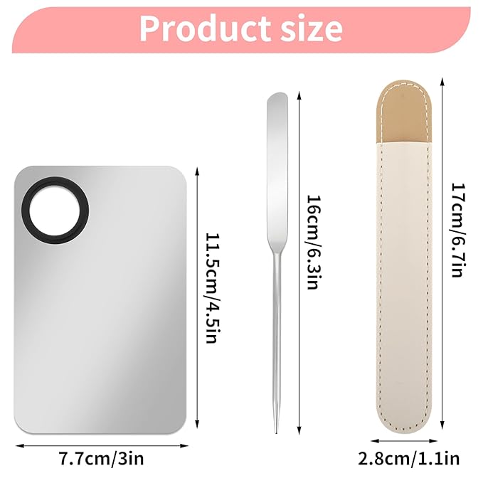 Foundation Spatula Set - Stainless Steel Makeup Mixing Palette with Korean Makeup patula Portable Makeup Palette Mixer for Mixing Foundation Eye Shadow Eyelash Nail Art