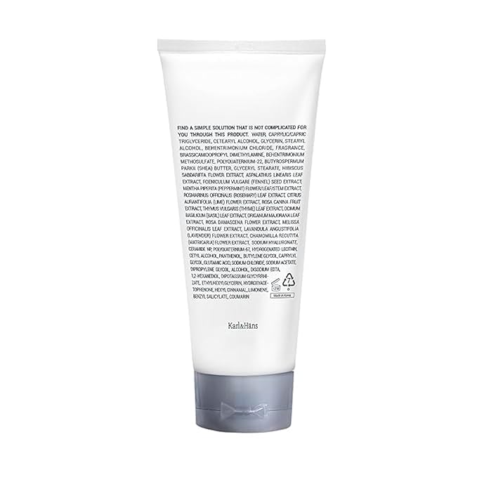 Karl&Hans Botanic Gourmand Coconut Conditioner Hair Treatment - Organic, Silicone-Free, Moisturizing with Ceramide, Coconut Oil & Natural Extracts for All, Dry, Damaged, Frizzy Hair, 6.76 fl oz