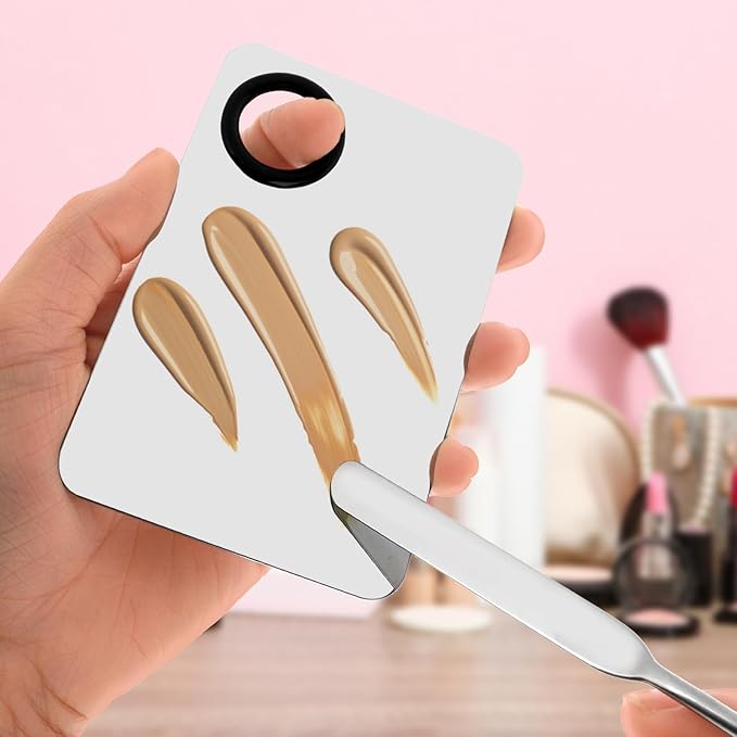 Foundation Spatula Set - Stainless Steel Makeup Mixing Palette with Korean Makeup patula Portable Makeup Palette Mixer for Mixing Foundation Eye Shadow Eyelash Nail Art