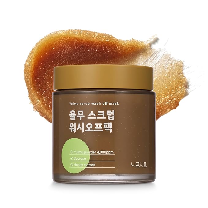 Yulmu Scrub Wash-Off Pack, Gently Exfoliates the Skin/Pore Cleansing and Hydrating with Sucroce & Honey Extract, Clear Complexion, Korean Skincare for All Skin Types (4.23 oz/120 g)