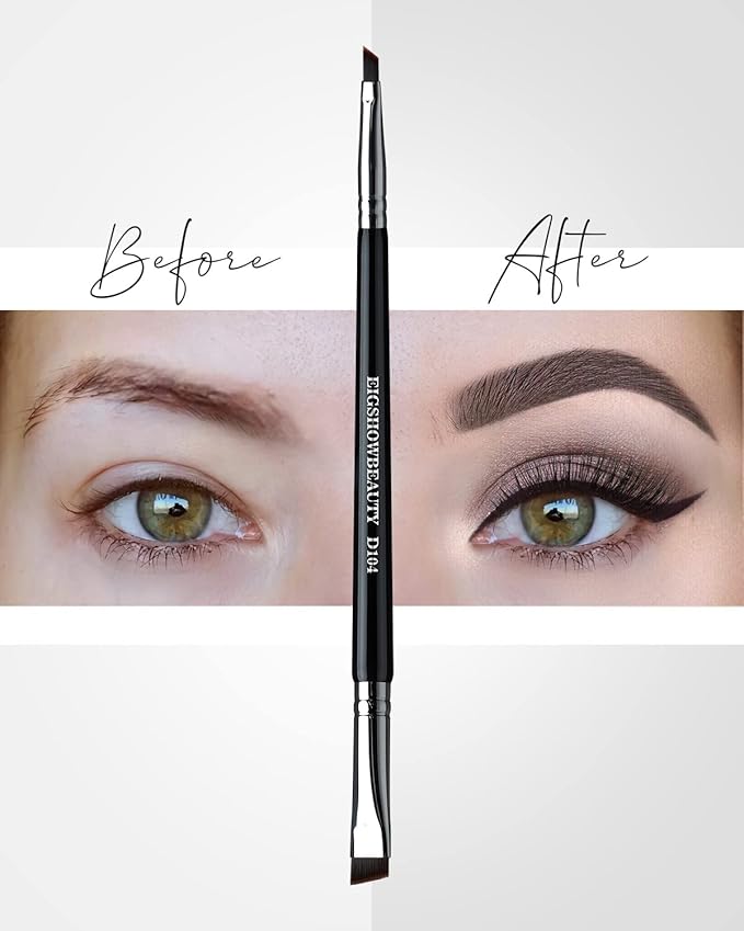 Eyebrow Brush & Eyeliner Brush, EigshowBeauty Double-Ended BrushesOne Brush For 2 Uses - Black (D104)