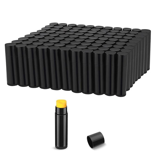 100 Pcs 5.5ml Bulk Empty Lip Balm Tubes Refillable Plastic Lip Gloss Container Travel Lipstick Tubes Chapstick Tubes Holder For DIY Homemade Lip Balm (black)