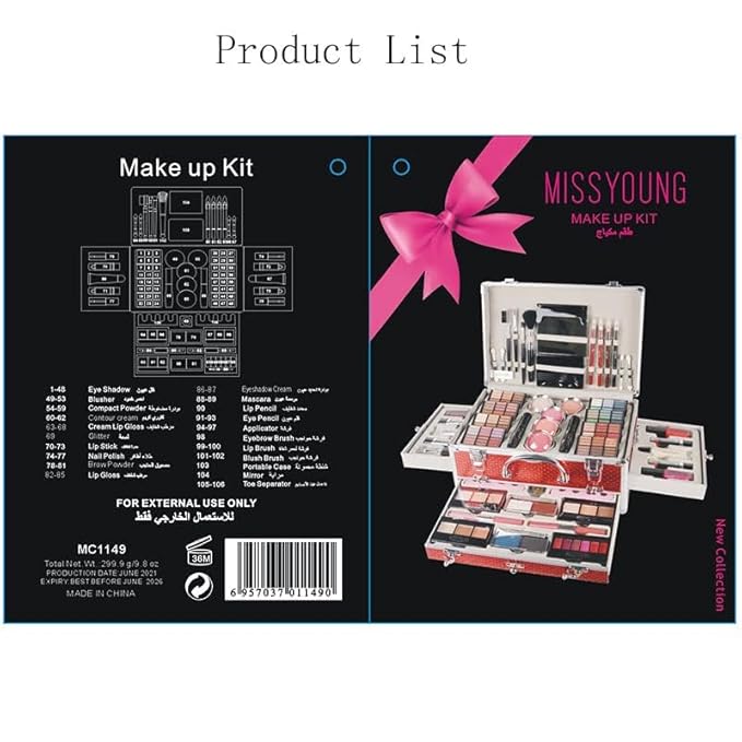 102 Colors Professional make up set, All in one makeup kit for women full kit, Cosmetics teenagers, Makeup palette