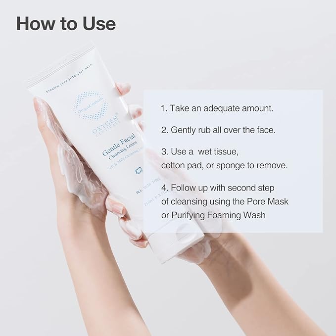 Gentle Facial Cleansing Lotion – Hydrating Cleanser for Sensitive & Dry Skin, Removes Makeup Residue & Impurities Without Greasy Feel, Enriched with Botanic Oils 8.8 fl.oz (250ml)