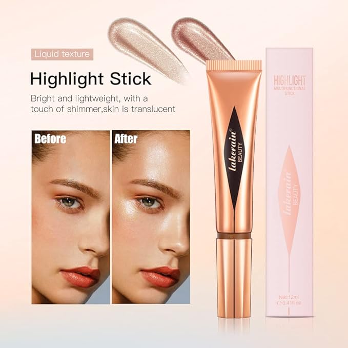 Liquid Highlighter Beauty Stick, Highlighter Makeup, Highlighter Wand,Liquid Beauty Stick With Cushion Applicator For Highlighter, Natural Matte FinIsh Makeup For Women(03#)