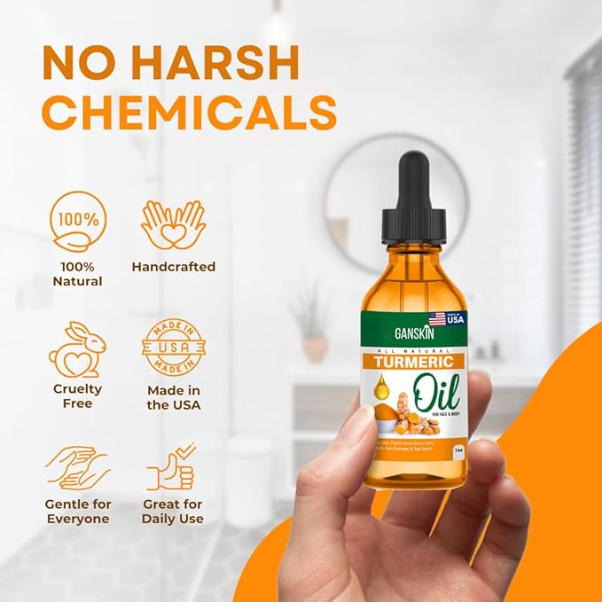 Turmeric Oil – Dark Spot Facial Serum for Face & Body – Natural Skin Brightening Serum & Hyperpigmentation Treatment – Turmeric Glow Serum Cleanses, Fights Acne, Evens Tone, Scars – for All Skin Types