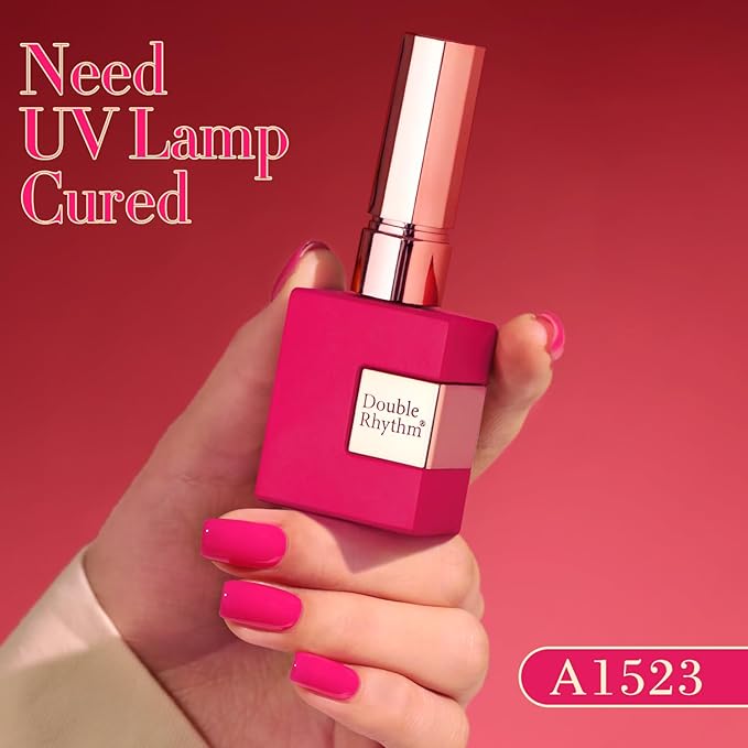 Double Rhythm 6 Pcs 15 ML Gel Polish Set Same Color Same Bottle Soak Off Gel Polish Kit Nail Art Manicure Salon DIY at Home for Women (Neon Light Pink Purple Burgundy Red-T6-8)