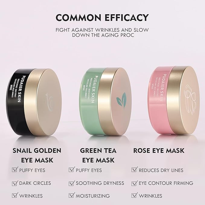 Under Eye Patches for Puffy Eyes, Dark Circles and Wrinkles, 60 Pcs Eye Masks with Rose, Snail and Green Tea Extract to Refresh Your Eye Skin (Green Tea Extract)