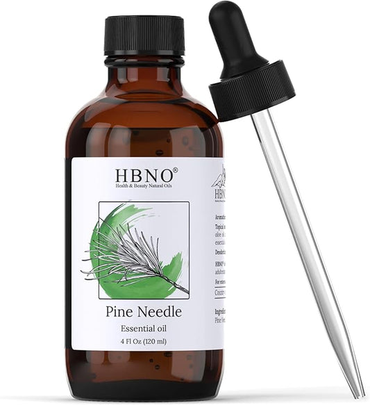 HBNO California Bottled Pine Needle Essential Oil 4 fl oz (120ml) - Natural Pine Needle Oil - Perfect for Cleaning, Aromatherapy, DIY, Soap & Diffuser
