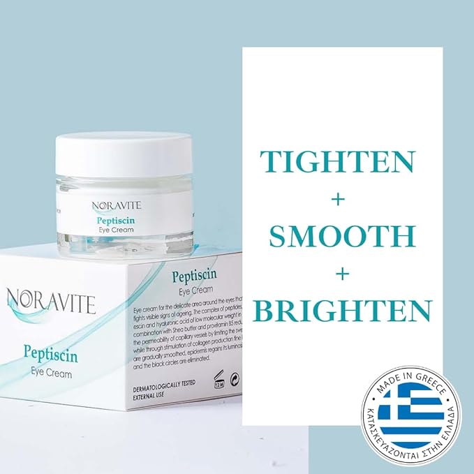 PeptiScin - Peptide Eye Cream with Hyaluronic Acid and Escin | Rich Moisturizing Dark Circle Eye Cream | Brightens and Tones - 1.35 Ounce