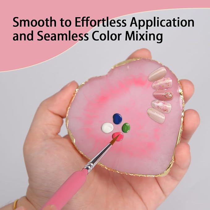 Nail Polish Palette, 2Pcs Resin Nail Art Palette, Nail Painting Mixed Color Palettes, Gold Edge Makeup Mixing Tray, Nail Supplies For Nail Techs, Nail Art Display Board(Love)