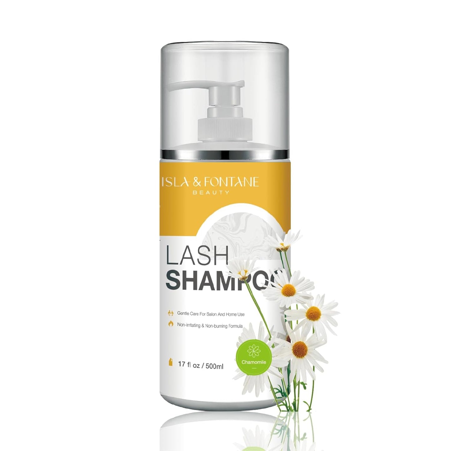 Isla & Fontane Lash Shampoo Bulk – Multi-Scent Series – 17 fl oz / 500ml | Gentle Eyelash Cleanser for Lash Extensions | Non-Irritating | Professional Lash Bath Foam For Salon And Home Use (Chamomile)