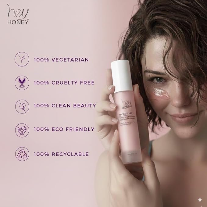 Hey Honey Skincare Boost It Up Collagen-boosting peptides Honey & Hyaluronic Acid Rich Moisturizer for Stronger Skin Barrier | For Premature & Advanced Signs of Aging | Fast Acting | 1.7 Oz