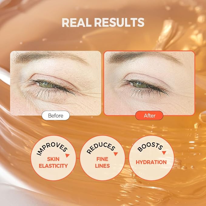 KLAVUU Real Vegan Collagen Eye Patches (60 Patches) - Korean Overnight Under Eye Mask for Puffy, Sagging Eyes, Fine Lines & Wrinkles | Elasticity Boost with Low-Molecular Carrot Collagen (500 Daltons)