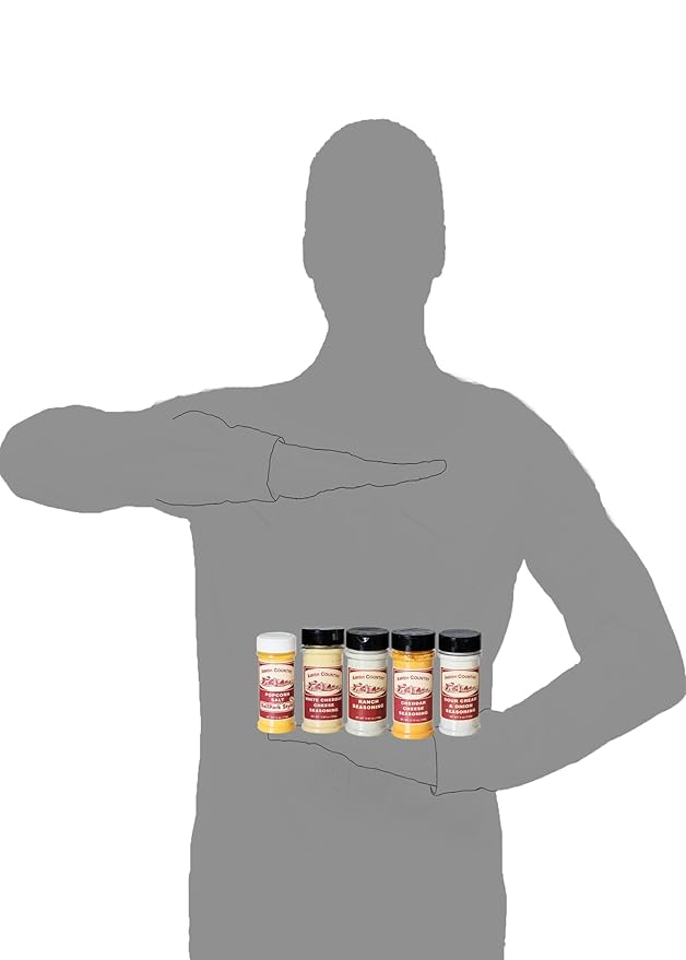 Amish Country Popcorn | Seasoning Variety Pack | 5 Bottles | Ballpark Buttersalt, Cheddar Cheese, White Cheddar, Ranch, Sour Cream and Onion | Old Fashioned, Non-GMO and Gluten Free