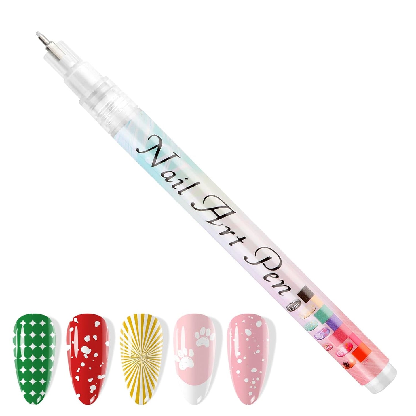 1 PCS White Nail Art Polish Pens, Kalolary 0.5mm Nail Art Markers Nail Point Graffiti Dotting Pen Drawing Painting Liner Brush for DIY Nail Art Beauty Adorn Manicure Tools