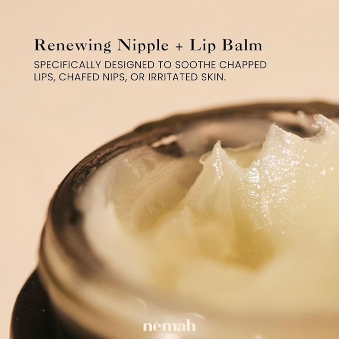 Nemah - Organic Nipple Butter, Nipple Cream for dry cracked nipples, Nourishing Nipple Balm for Breastfeeding, Non-Greasy Vegan Lip Balm with Calendula, Jojoba Oil, and Other Botanical Extracts, 30 g